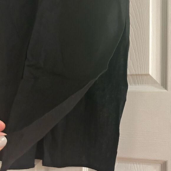 Reformation Black Linen Front Tie Midi Dress Size Small - Picture 4 of 10